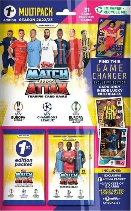 Match Attax Football Soccer UEFA League 2023 Trading Card Game 1st Ed Multipack.
