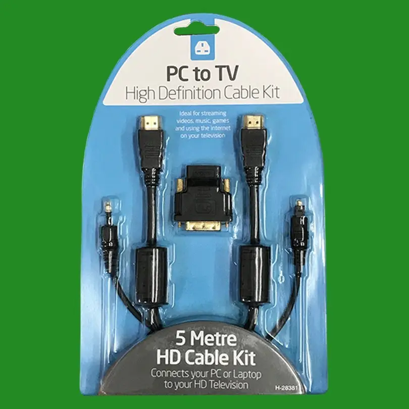 5m HD High Definition Cable Kit PC to TV Streaming Laptop Music Games Connector - image 2 | Free standard UK delivery included | Discount Quality Products