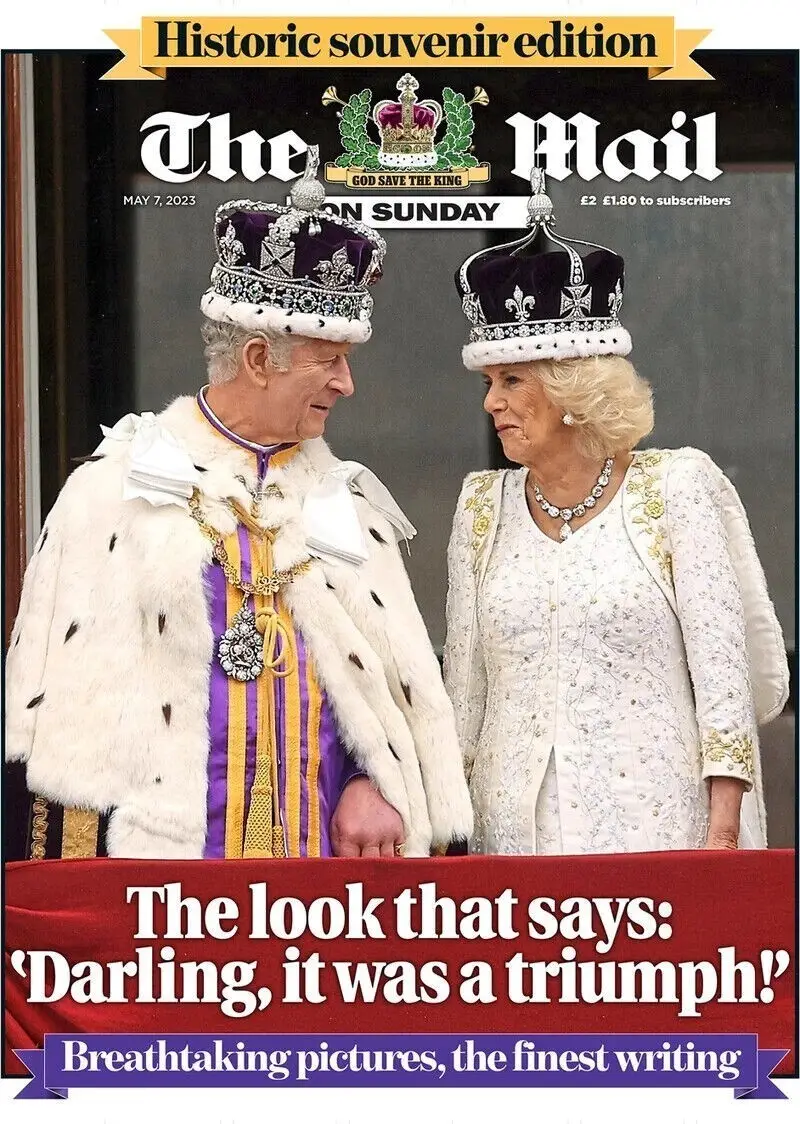 Mail on Sunday Newspaper King Charles III Coronation Royal Crown Souvenir 7.5.23