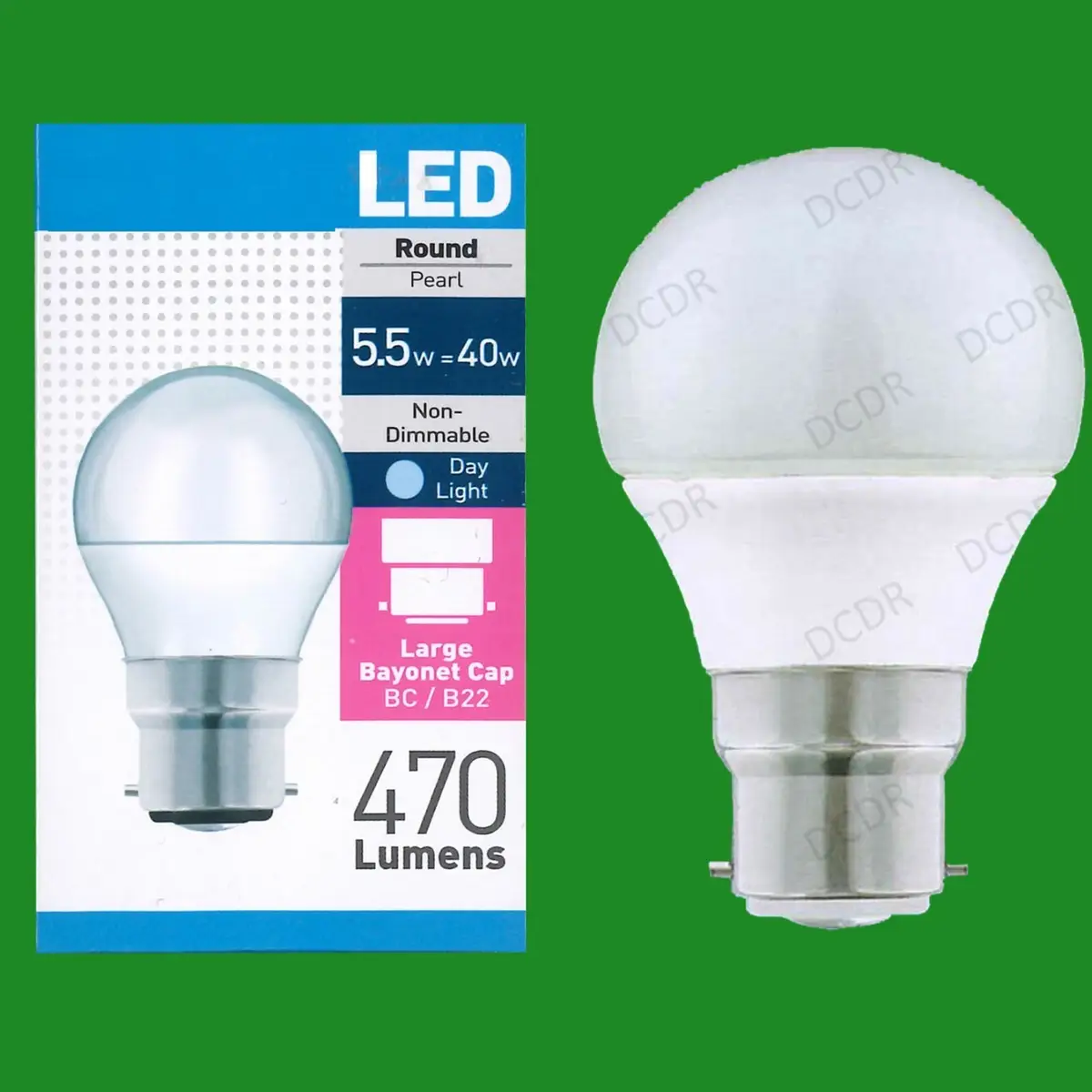 12x 5.5W =40W LED Pearl Round Light Bulbs BC B22 Lamp 6500K Daylight Bayonet Cap
