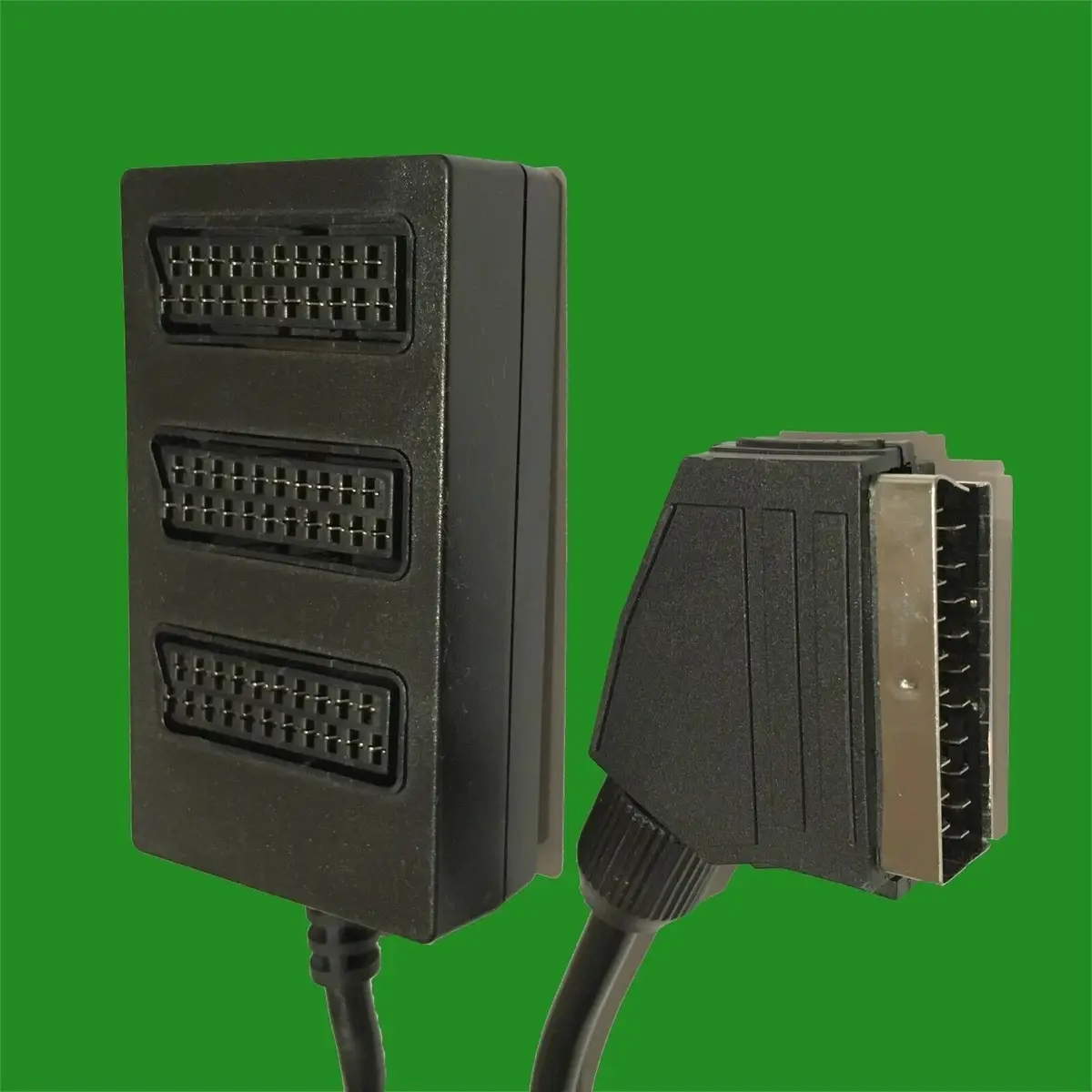Male Scart to 3 Way Female Scart 0.5m Wire Lead Cable; TV/DVD Splitter Adaptor