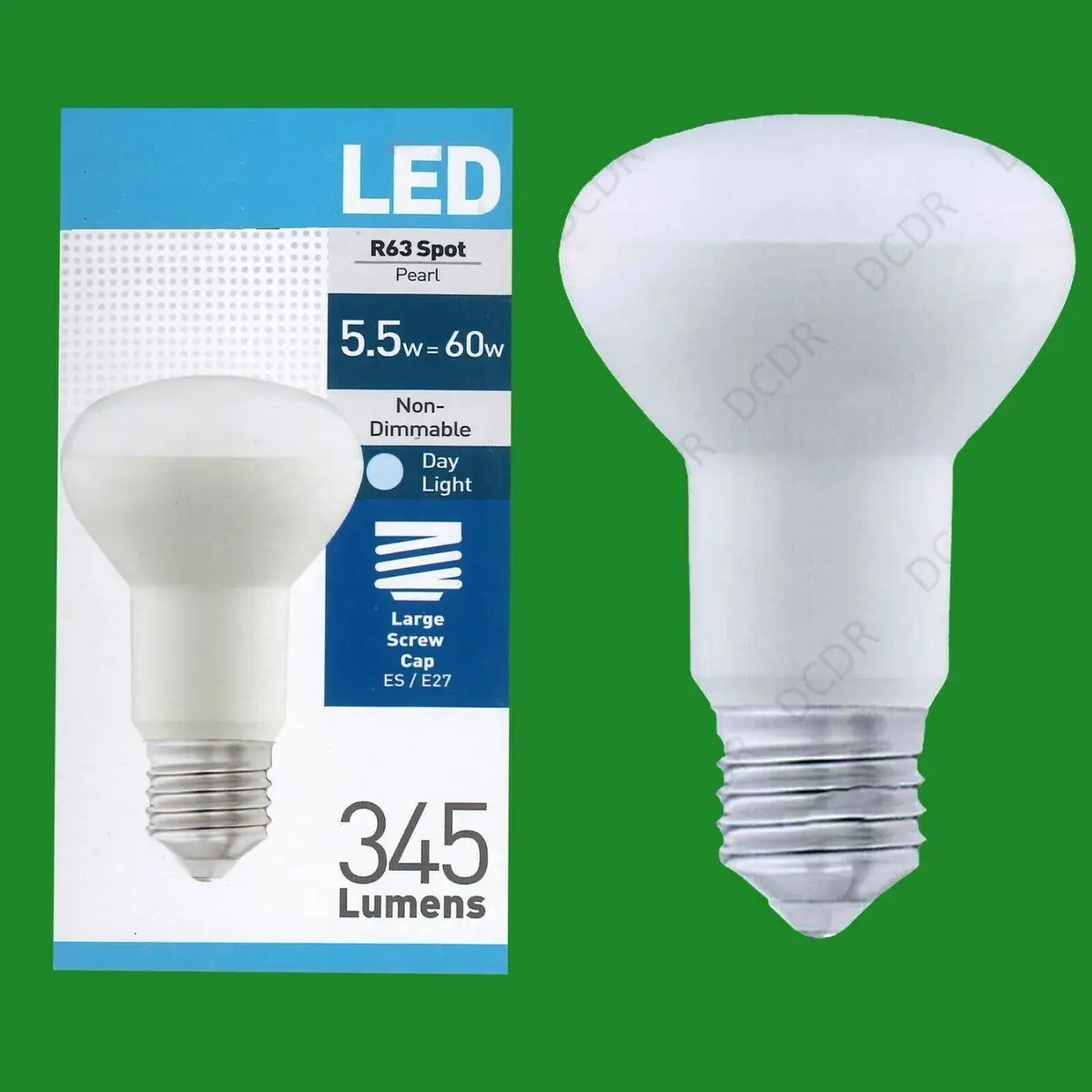 4x 5.5W (=60W) R63 LED Pearl Reflector Daylight 6500K Spot Light Bulbs ES E27