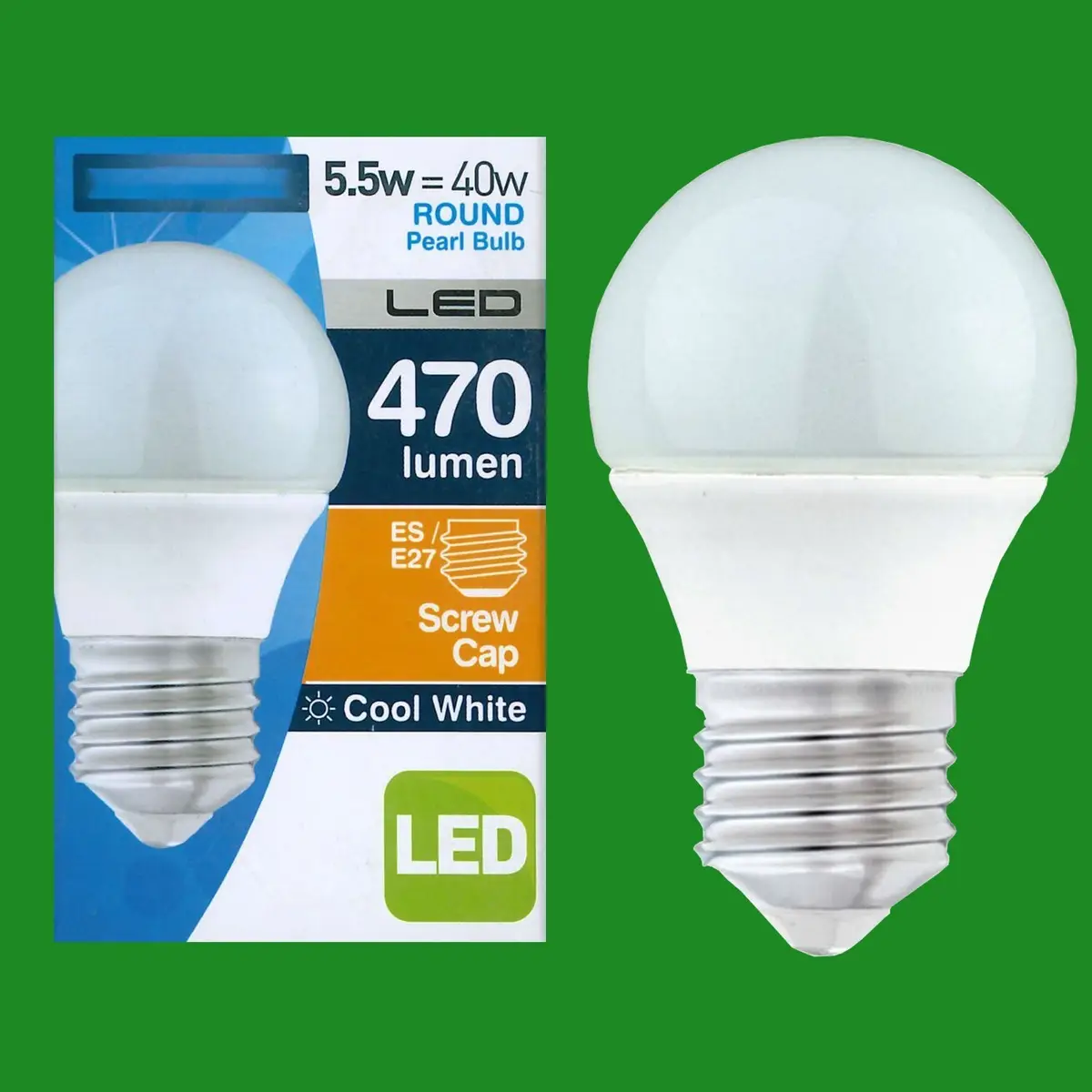 6x 5.5W = 40W LED Pearl Round Light Bulbs ES E27 Lamp 4000K Cool White