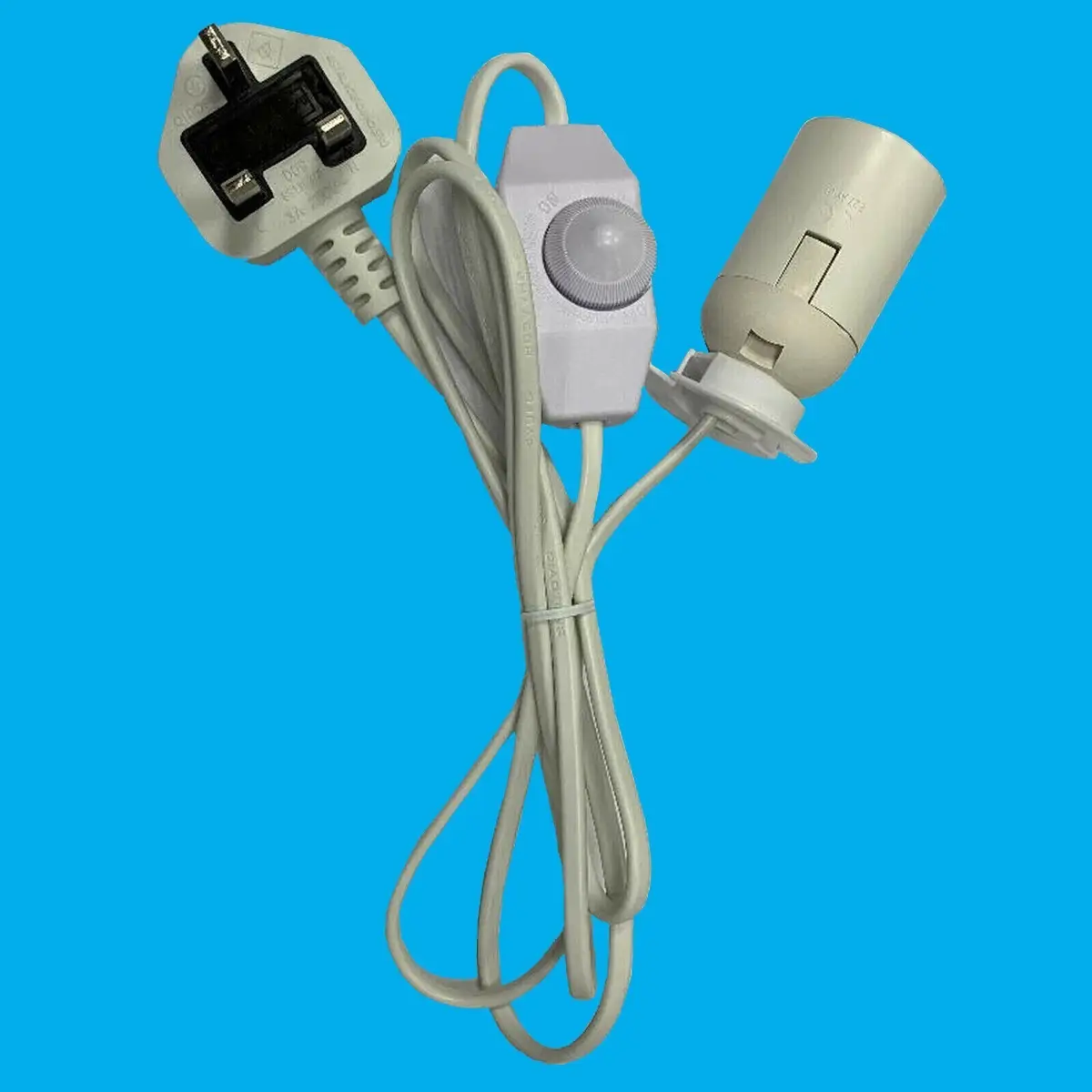 4x ES E27 White UK Plug Light Bulb Holder Inline Dimmer Switch Desk Table Lamp