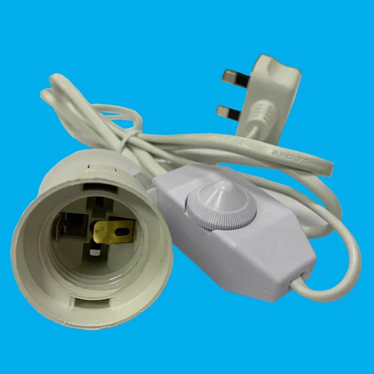 10x ES E27 White UK Plug Light Bulb Holder Inline Dimmer Switch Desk Table Lamp - image 2 | Free standard UK delivery included | Discount Quality Products