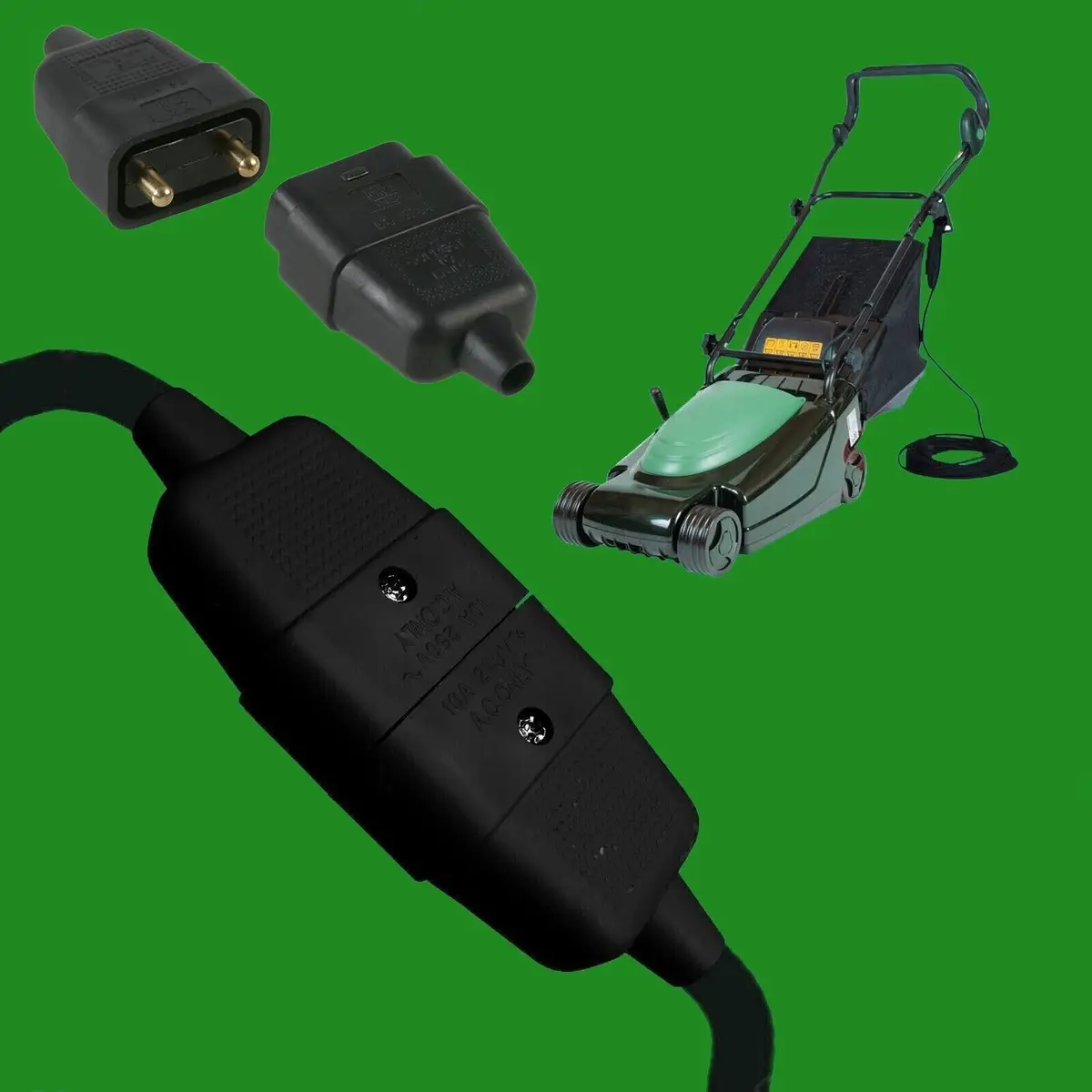 3x 10A 2 Core/Pin Wire Socket Power Repair Cable Connector Lawnmower Strimmer