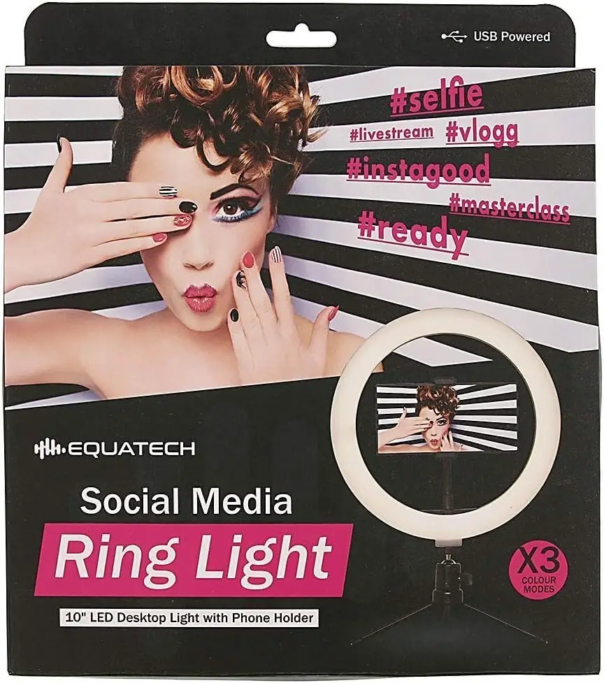 Social Media Ring Light 260mm 10'' USB LED Desktop Light Tripod & Phone Holder - image 2 | Free standard UK delivery included | Discount Quality Products