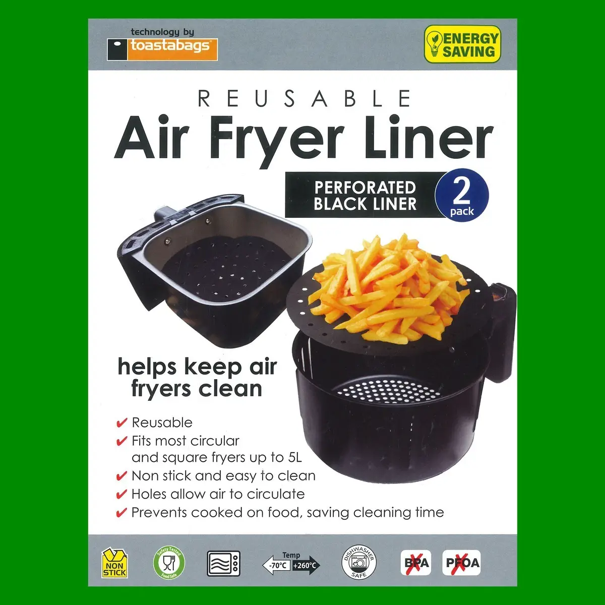 4x Reusable Non-Stick Round Perforated Black Air Fryer Liner Up to 5L Easy Clean - image 2 | Free standard UK delivery included | Discount Quality Products