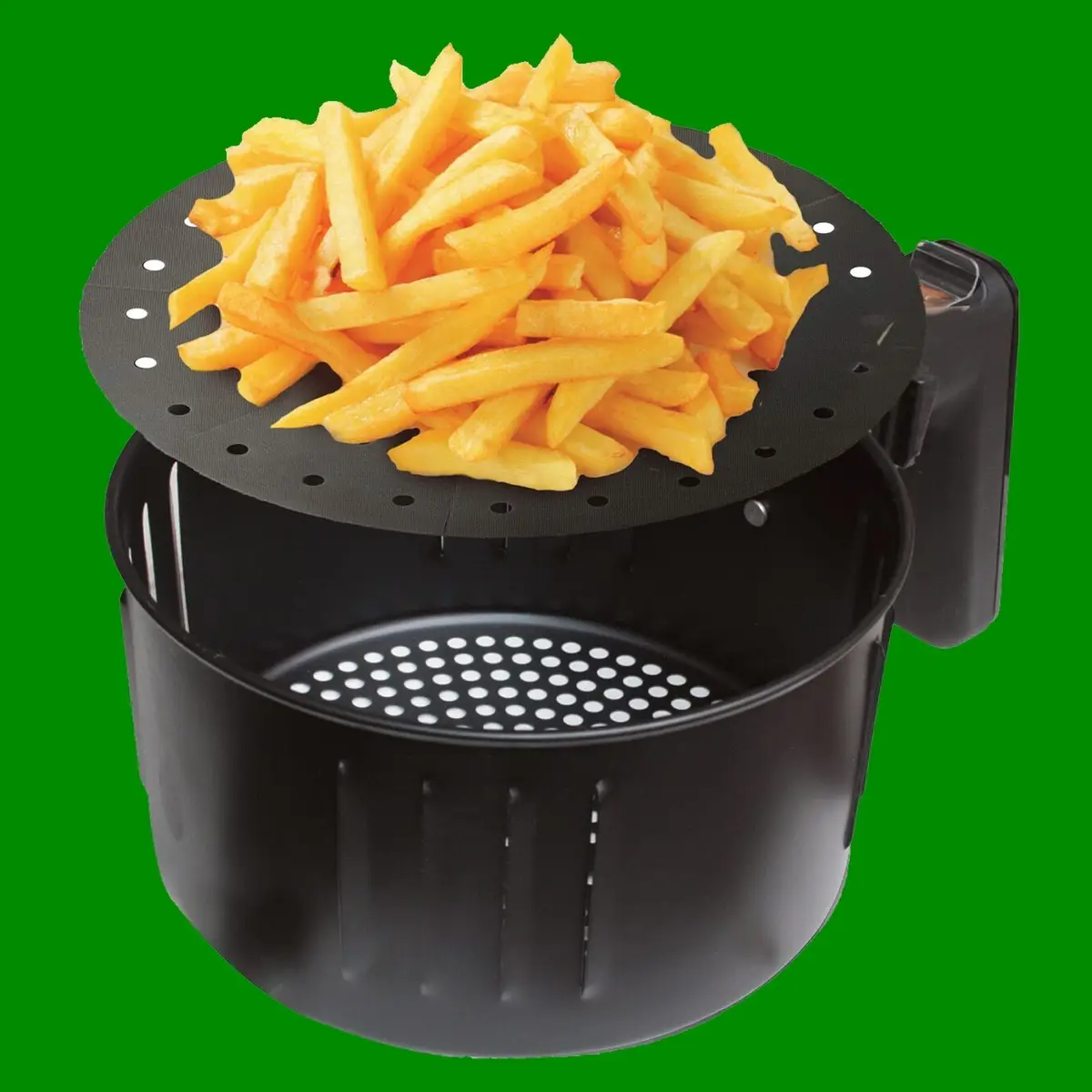 4x Reusable Non-Stick Round Perforated Black Air Fryer Liner Up to 5L Easy Clean - image 4 | Free standard UK delivery included | Discount Quality Products