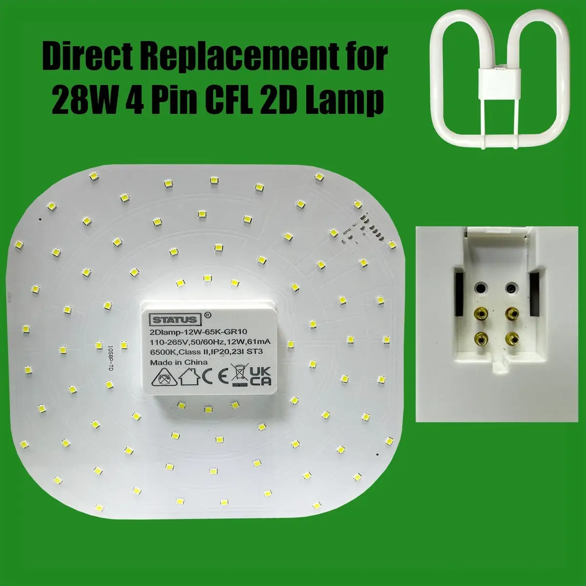 2x 12W (=28W Replacement) LED GR10Q 4 pin 6500K Daylight 2D Light Bulb Double D - image 2 | Free standard UK delivery included | Discount Quality Products