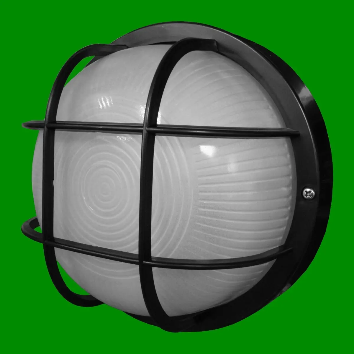 1x Black Outdoor Bulkhead Light Fitting with Opal Glass, E27, IP44, Max 10W LED