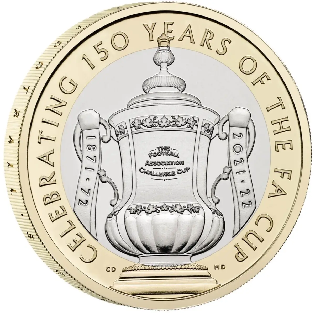 150th Anniversary Football FA Cup 2022 UK £2 Soccer; Brilliant Uncirculated Coin