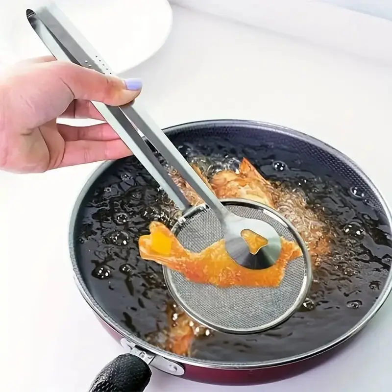 Tong & Strainer Sieve Food Clip Oil Mesh Drainer Food Colander Snack Fryer Oil - image 6 | Free standard UK delivery included | Discount Quality Products