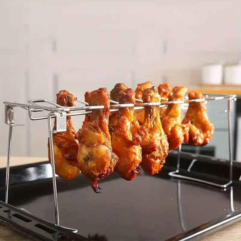 1pc Grill Rack, Stainless Steel Chicken Leg Rack For Oven, Outdoor Barbecue Tool - image 2 | Free standard UK delivery included | Discount Quality Products