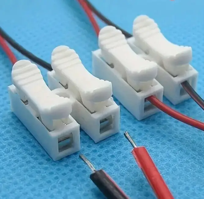 10x Push Type 2Way Wire Cable Connector Neutral Live Terminal Junction Block 10A