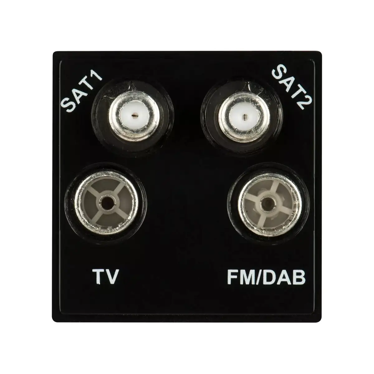 Quadruplex TV &amp; FM/DAB Radio, 2x Satellite Sky Socket Module Black