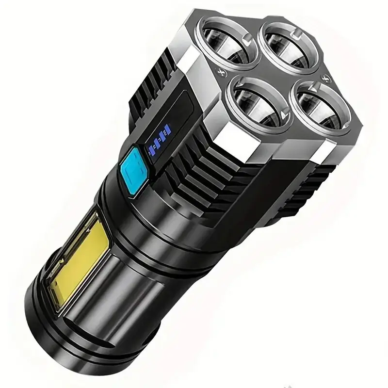 LED Flashlight 4X LED Torch, USB Rechargeable, Outdoor Camping Emergency Lantern
