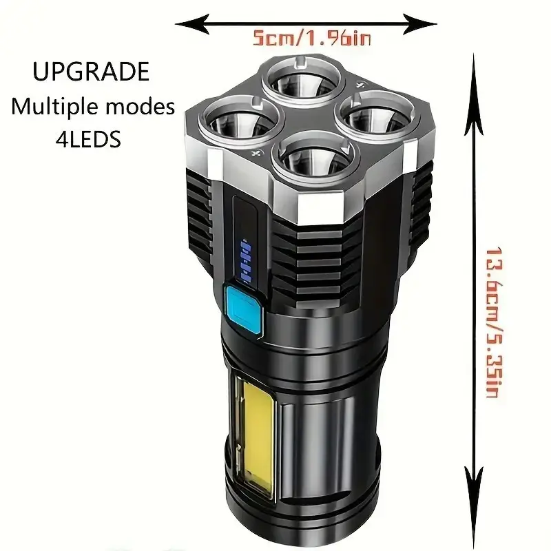 LED Flashlight 4X LED Torch, USB Rechargeable, Outdoor Camping Emergency Lantern - image 7 | Free standard UK delivery included | Discount Quality Products