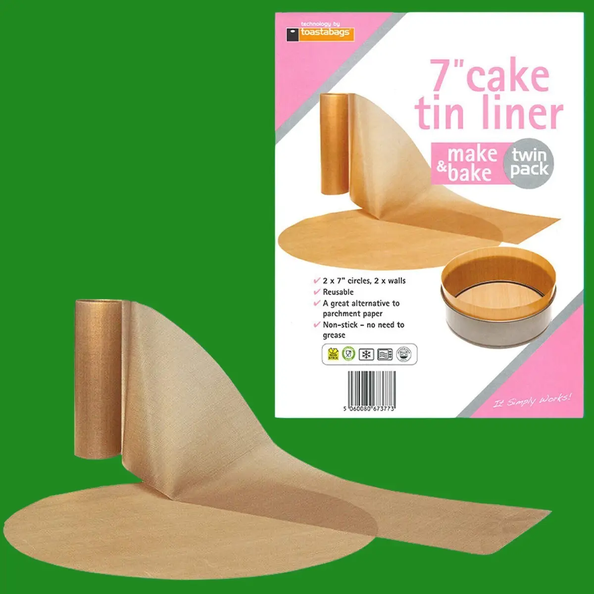 8x 7" Inch Beige Reusable Non-Stick Cake Tin Liners Make &amp; Bake