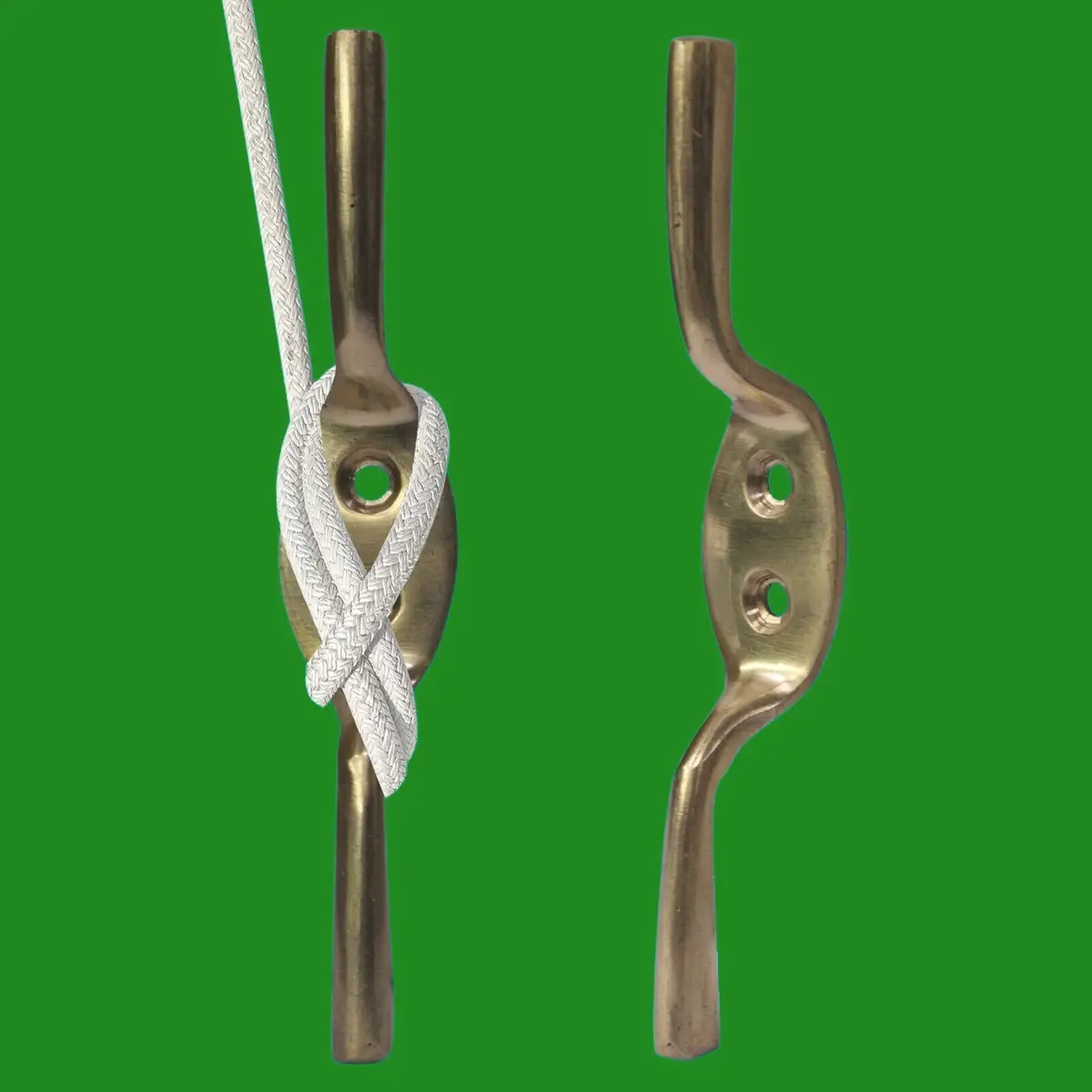 10x 100mm (4" Inch) Solid Brass Cleat Hook, Flag Pole Rope Halyard Washing Line