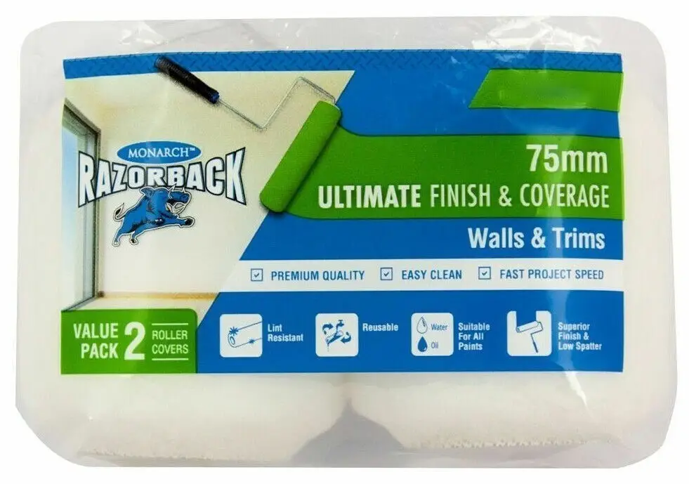 2x Monarch Wall & Trims 75mm 3" Roller Sleeve Reuse Long Pile Oil or Water Paint - image 3 | Free standard UK delivery included | Discount Quality Products