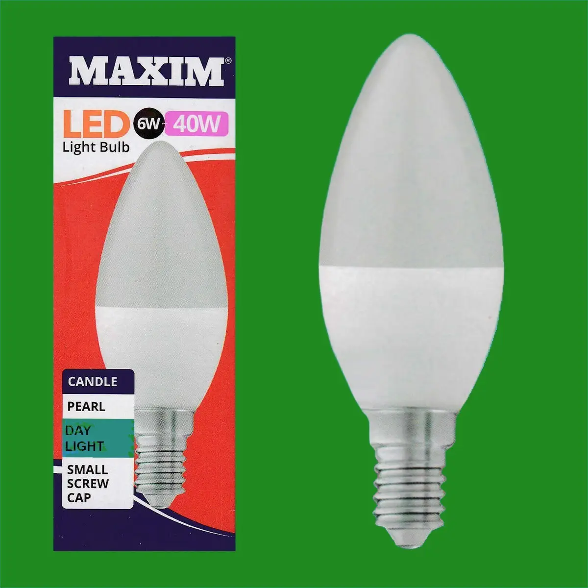 4x 6W (=40W) LED Pearl 6500K Daylight White SES E14 Candle Light Bulb Lamp