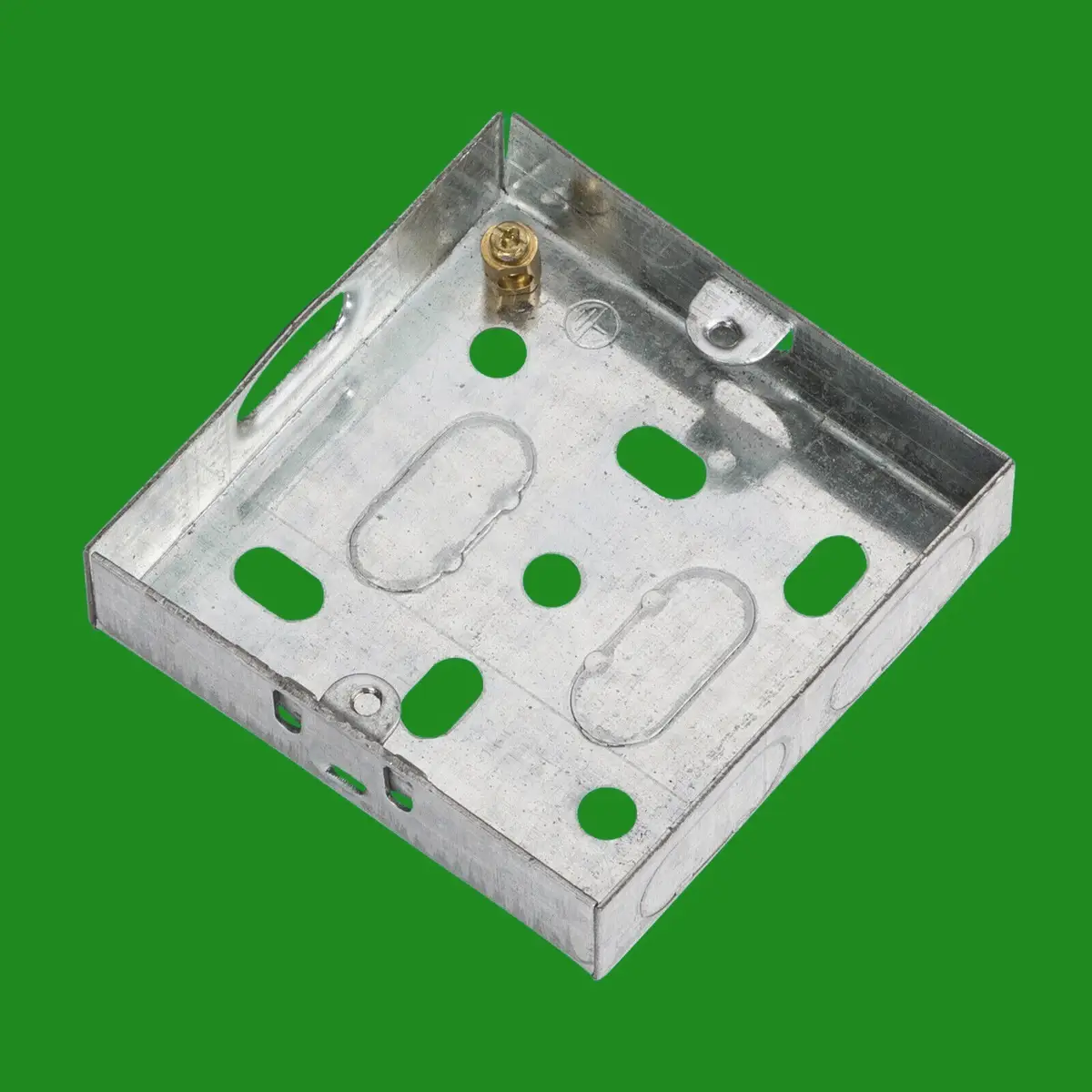 2x 16mm Deep 1 Gang Galvanised Steel Wall Recessed Socket Installation Back Box