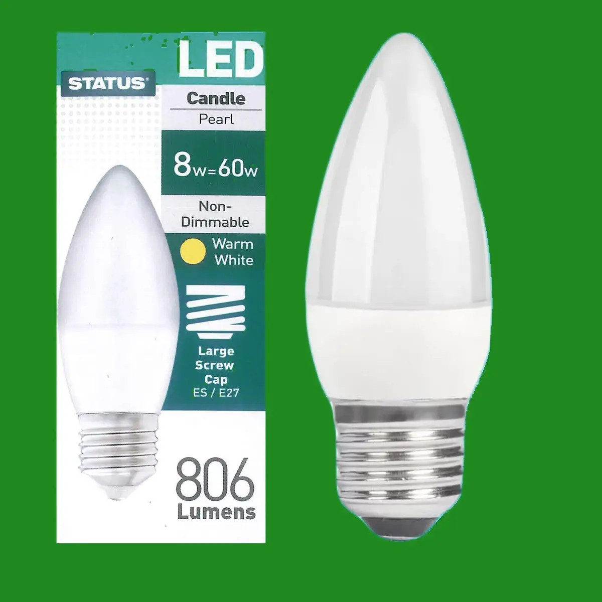 10x 8W(=60W) Pearl Candle Energy Saver LED ES E27 Light Bulb Lamp 2700K