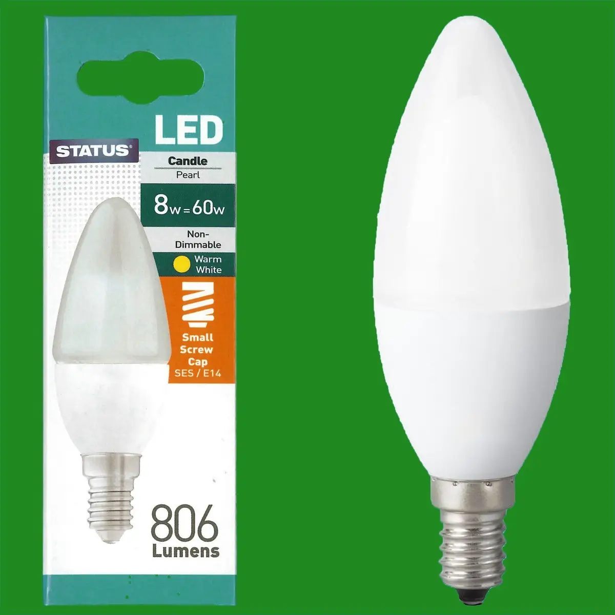 8x 8W (=60W) Pearl Candle LED SES E14 Small Edison Screw Light Bulb Lamp