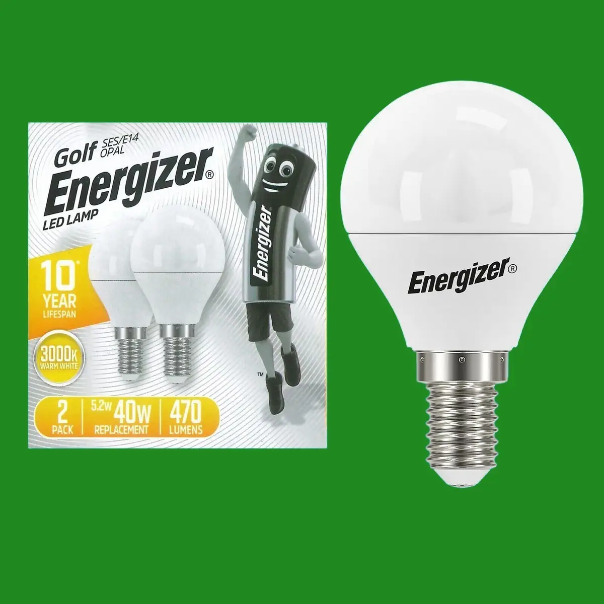 8x 5.2W (=40W) LED Golf 3000K SES Warm White Opal E14 Small Screw Light Bulb