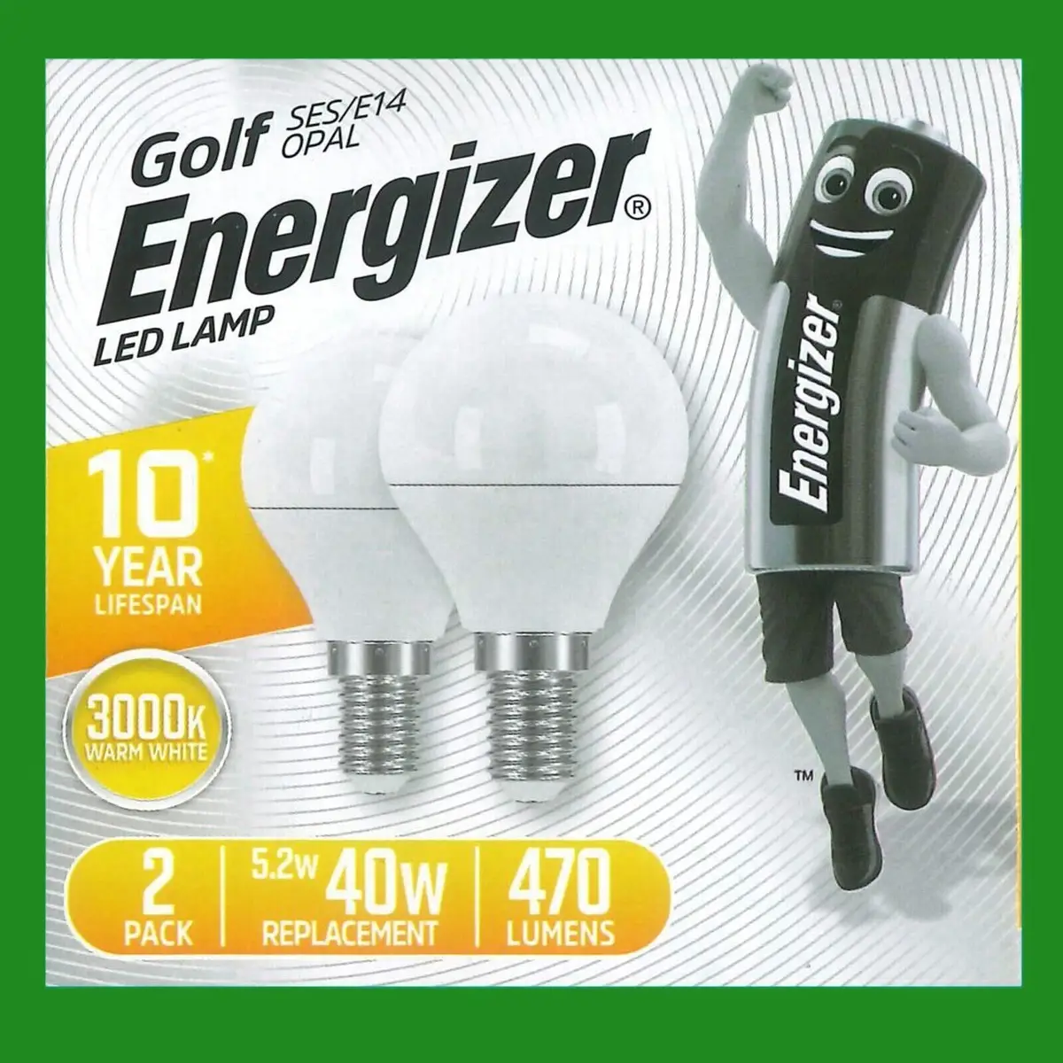 2x 5.2W (=40W) LED Golf 3000K SES Warm White Opal E14 Small Screw Light Bulb - image 3 | Free standard UK delivery included | Discount Quality Products
