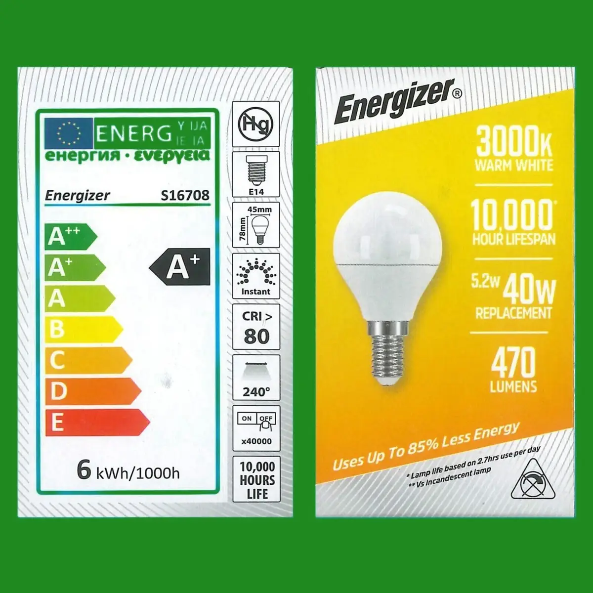 2x 5.2W (=40W) LED Golf 3000K SES Warm White Opal E14 Small Screw Light Bulb - image 4 | Free standard UK delivery included | Discount Quality Products