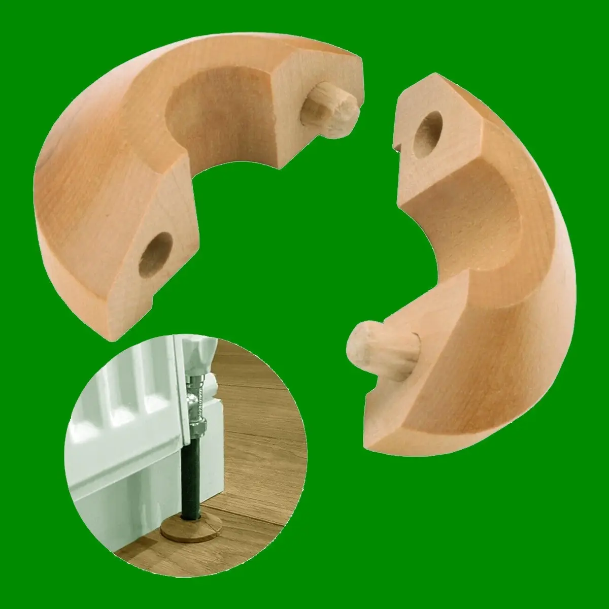 8x Varnished Maple Wood Radiator Pipe Collars for 15mm Pipe Easy Fit Covers - image 2 | Free standard UK delivery included | Discount Quality Products