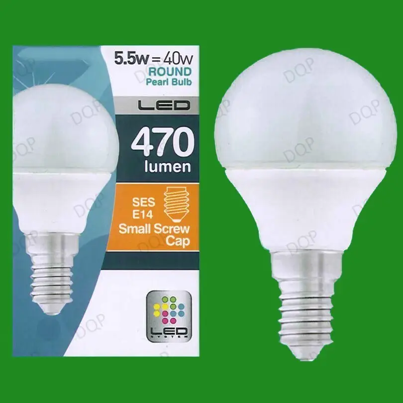 2x 5.5W LED Ultra Low Energy Instant On Pearl Round Golf Light Bulb SES E14 Lamp