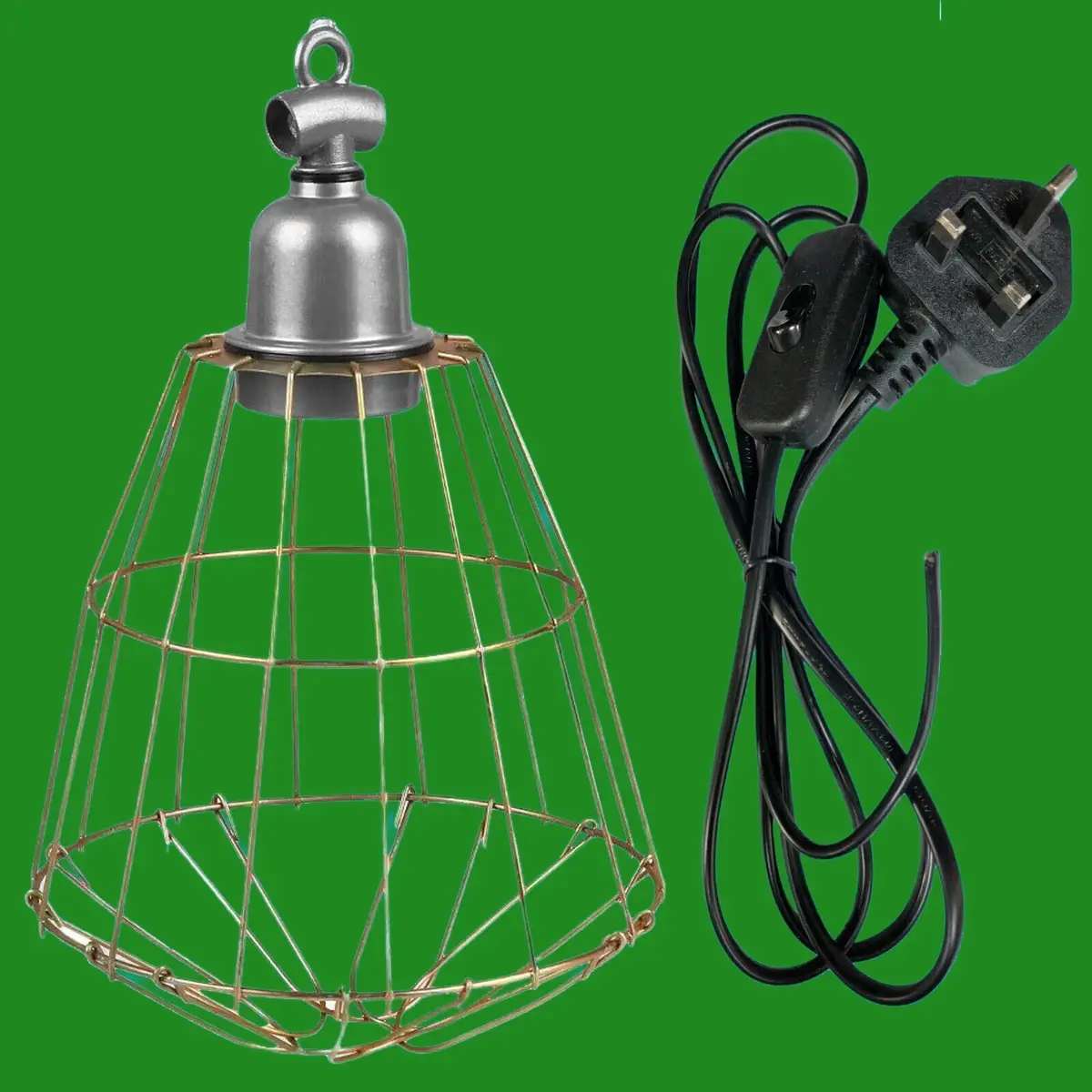 Protective Animal, Reptilian Heat Lamp Shade E27 Socket, UK Plug On Off Cord