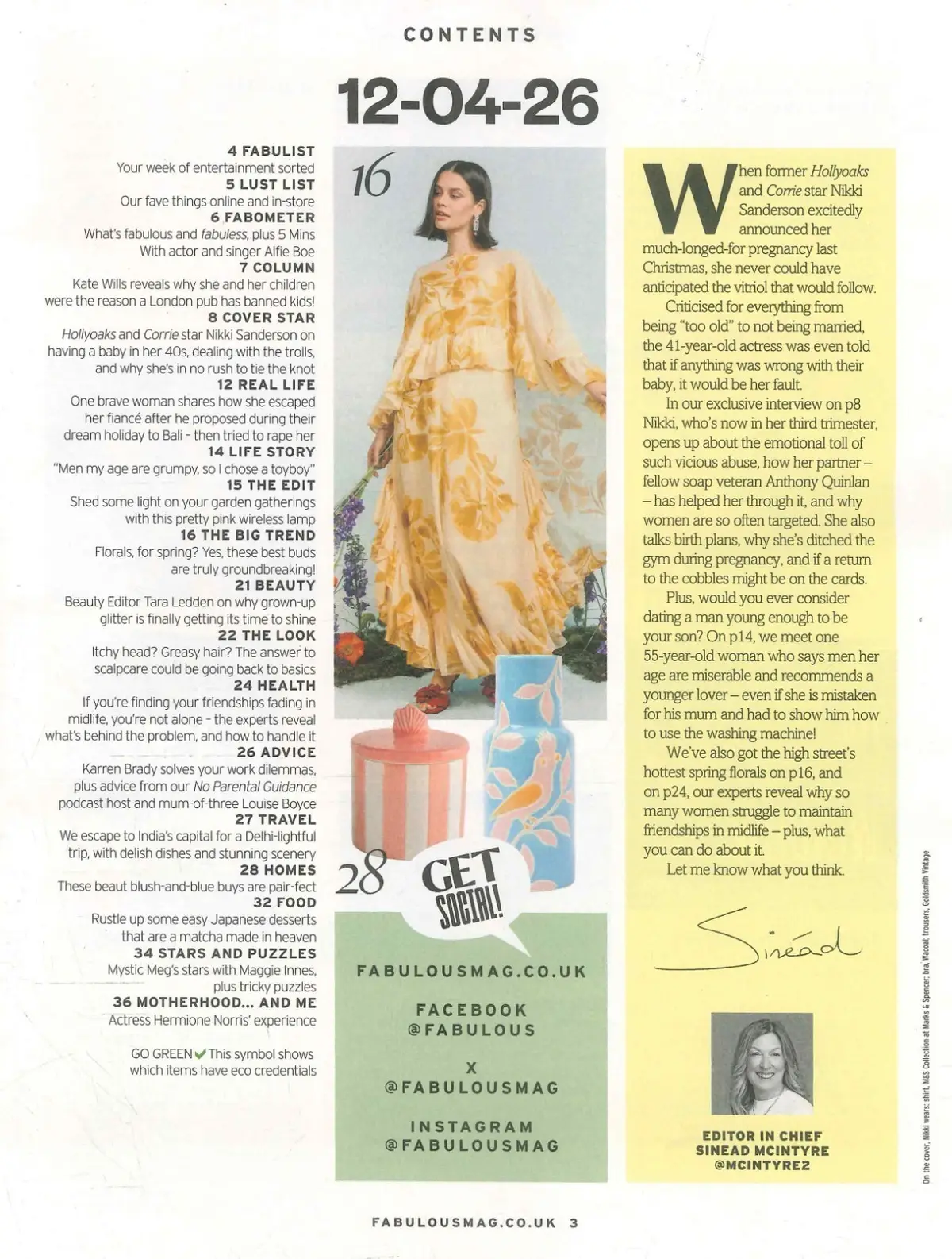 Fabulous Magazine: Nikki Sanderson, Alfie Boe, Hermione Norris, Fashion, 12.4.26 - image 3 | Free standard UK delivery included | Discount Quality Products