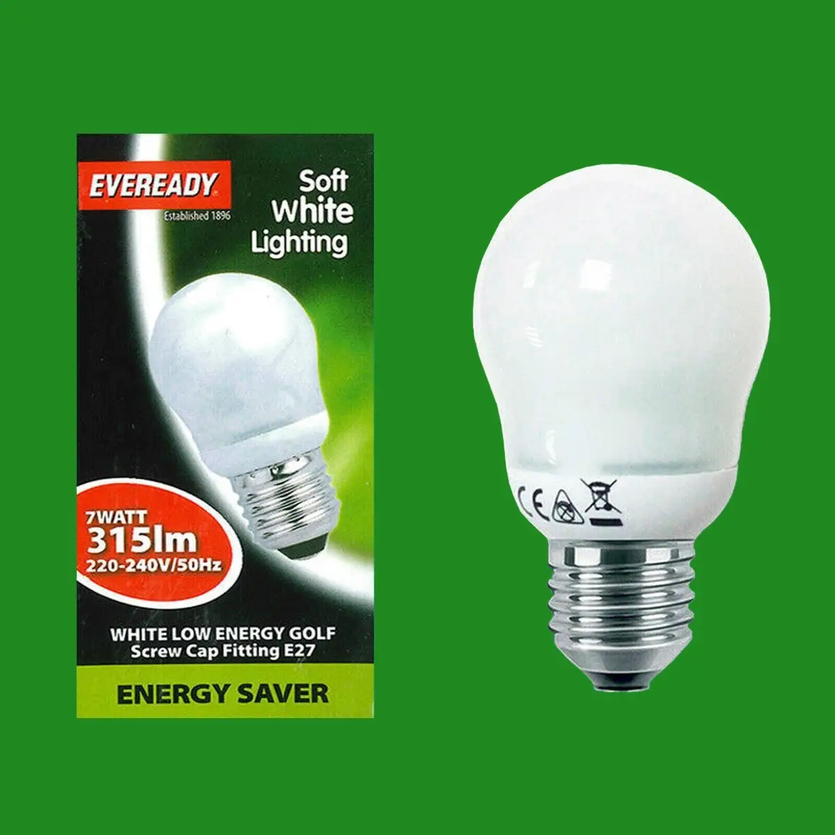 50x 7W EVEREADY Golf Light Bulb ES E27 CFL Energy Saving Lamp 3500K Lighting