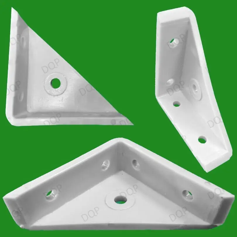 4x 50mm 2" Plastic White Cranked Corner Gusset Brace Angle Brackets, Furniture