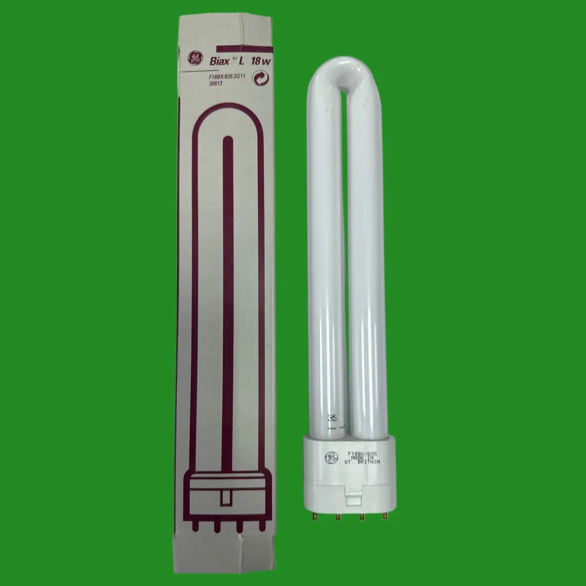 1x 18W GE Dimmable 2G11 Light Bulb 4 Pin PLL F18BX/835 CFL 3500K White Lamp