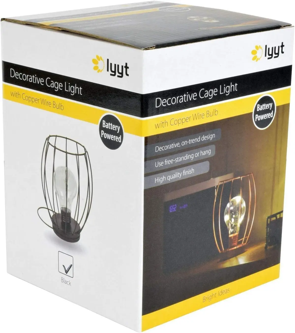 Decorative Black Cage Lamp Light with Copper Wire Bulb, Battery Powered, Hanging - image 3 | Free standard UK delivery included | Discount Quality Products