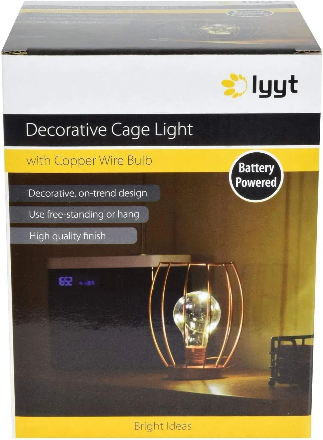 Decorative Black Cage Lamp Light with Copper Wire Bulb, Battery Powered, Hanging - image 4 | Free standard UK delivery included | Discount Quality Products