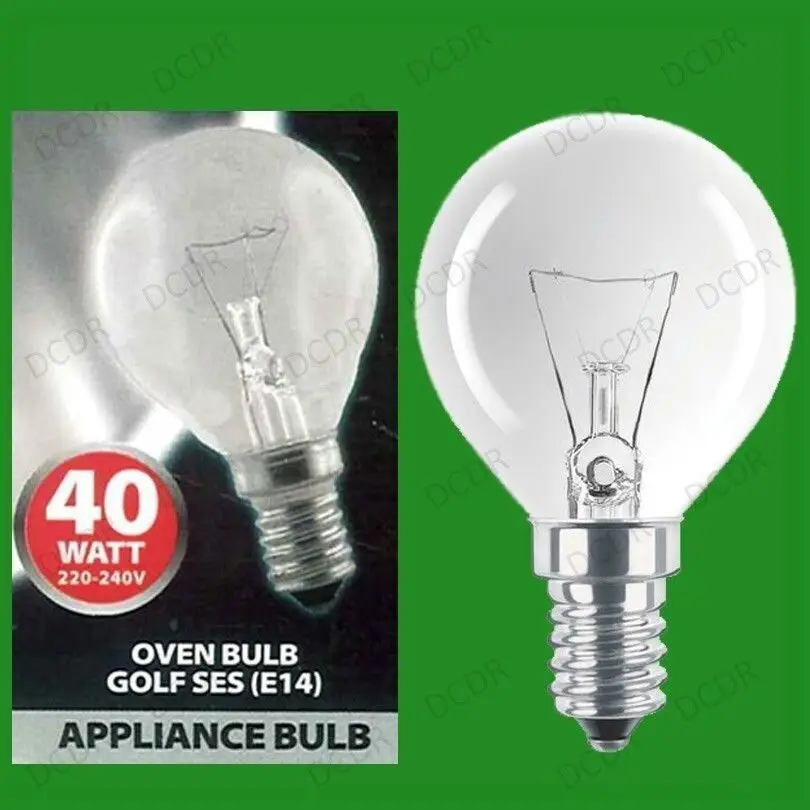 1x 40W Oven, Cooker, Golf SES Light Bulbs, E14, 300 Degree Heat Resistant Lamps