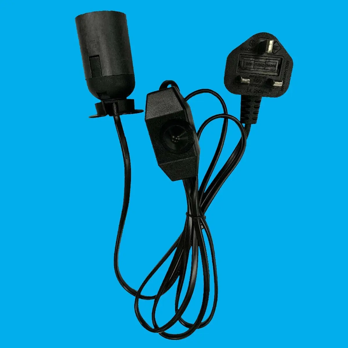 4x ES E27 Black UK Plug Light Bulb Holder Inline Dimmer Switch Desk Table Lamp