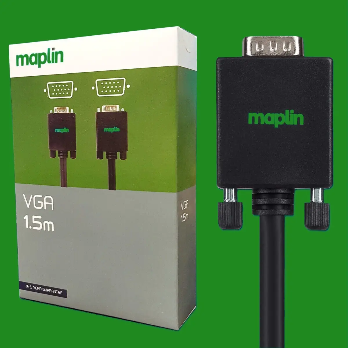Maplin VGA 1.5m Cable High Definition Picture, 1080p Resolution For PC's And TV