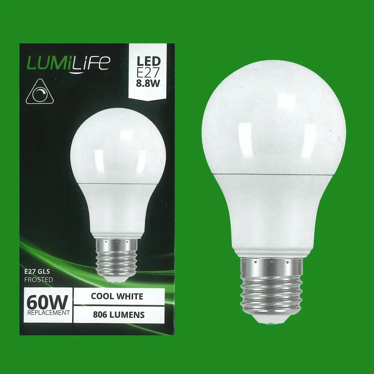 4x 8.8W Dimmable LED GLS A60 4000k Cool White, ES E27 Light Bulbs Lamp Instant