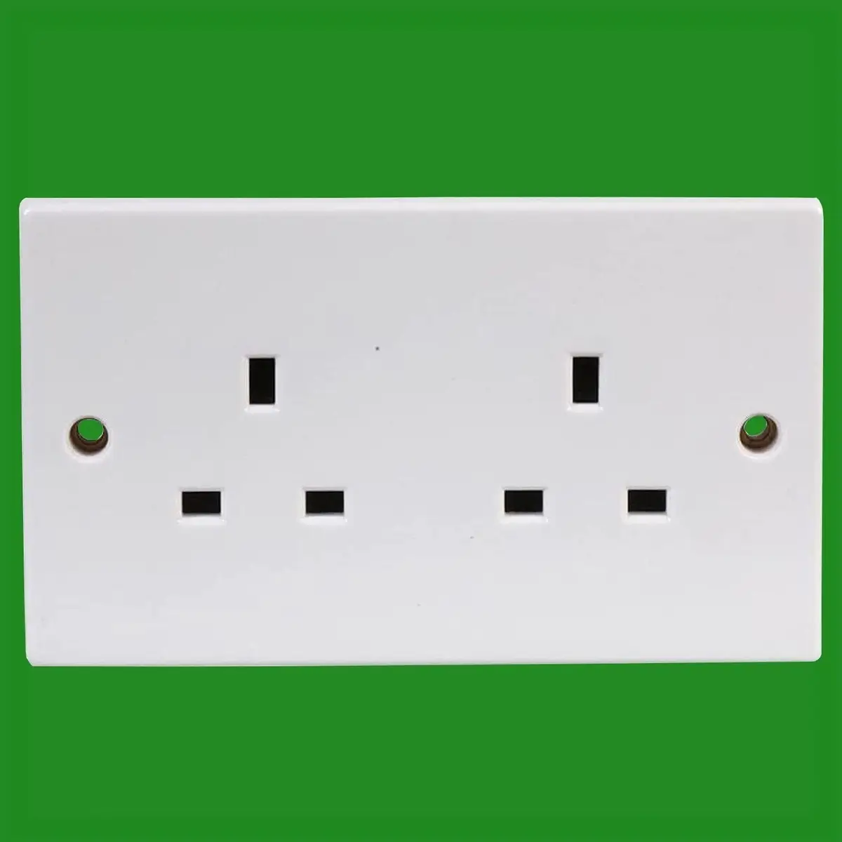 4x 2 Gang, White Unswitched 13A Double Mains UK 3 pin Wall Power Socket Outlet