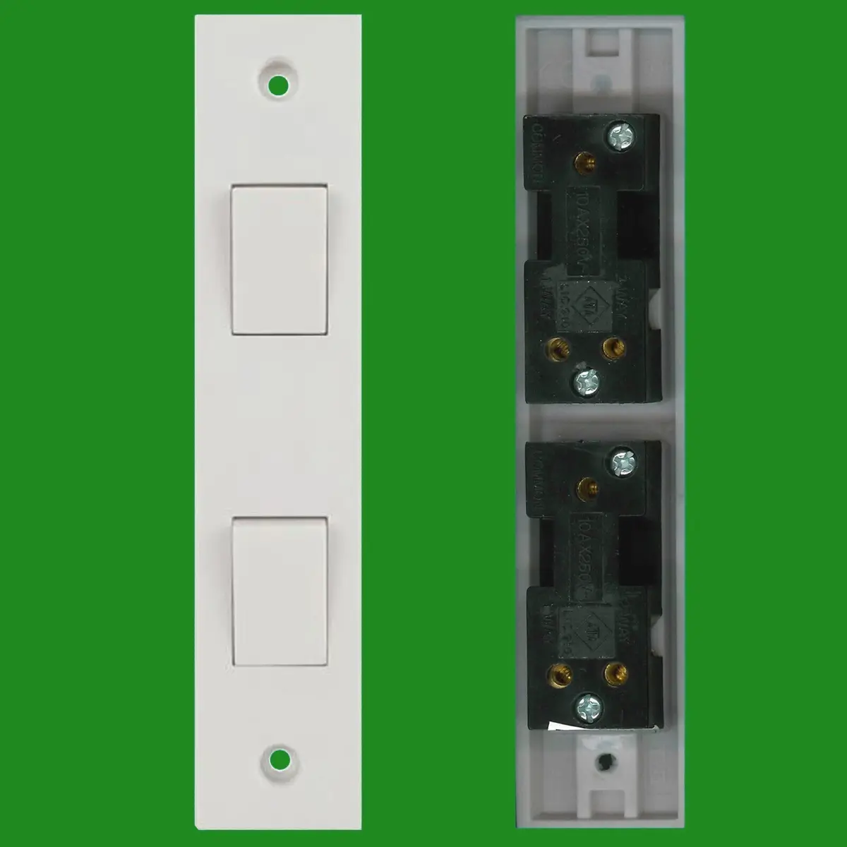 4x 2 Way 2 Gang White Plastic Architrave Horizontal Wall Light Switch 10A