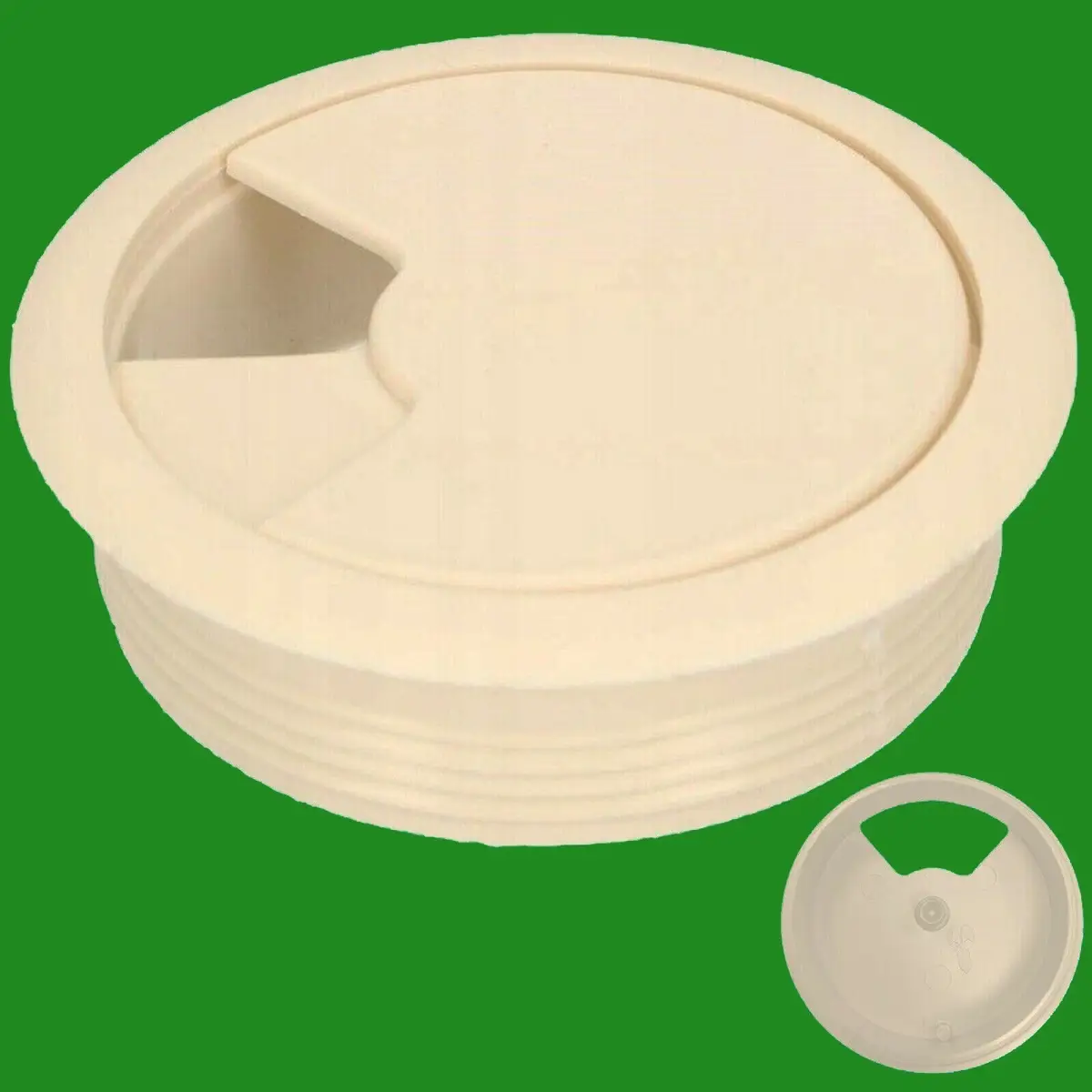 25x Vanilla 60mm Computer Desk Plastic Cable Grommet, Surface Wire Hole Cover