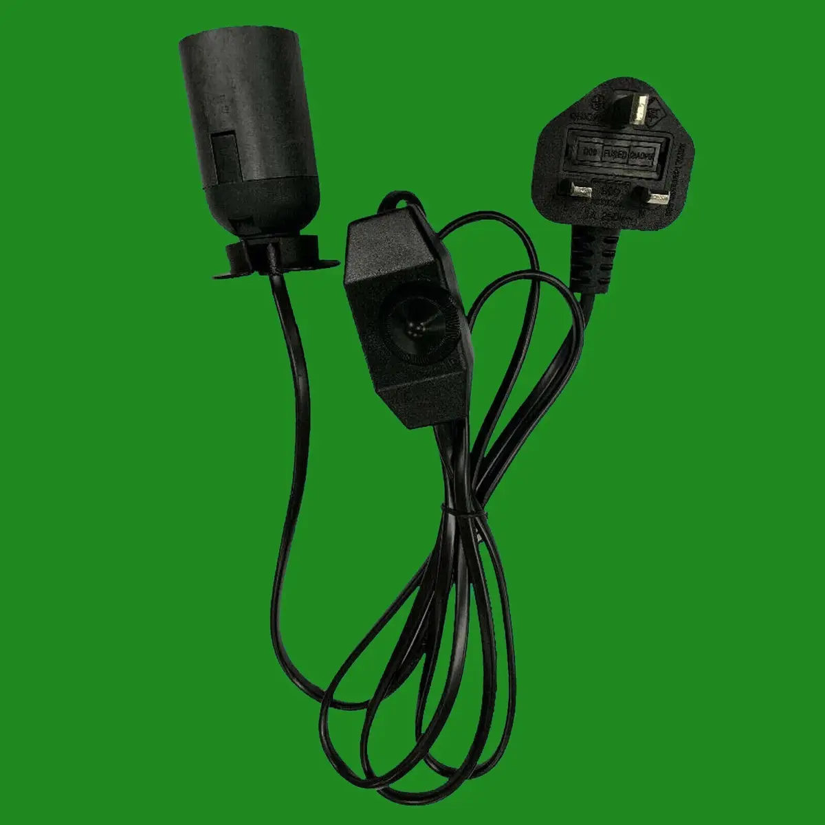 25x ES E27 Black UK Plug Light Bulb Holder Inline Dimmer Switch Desk Table Lamp