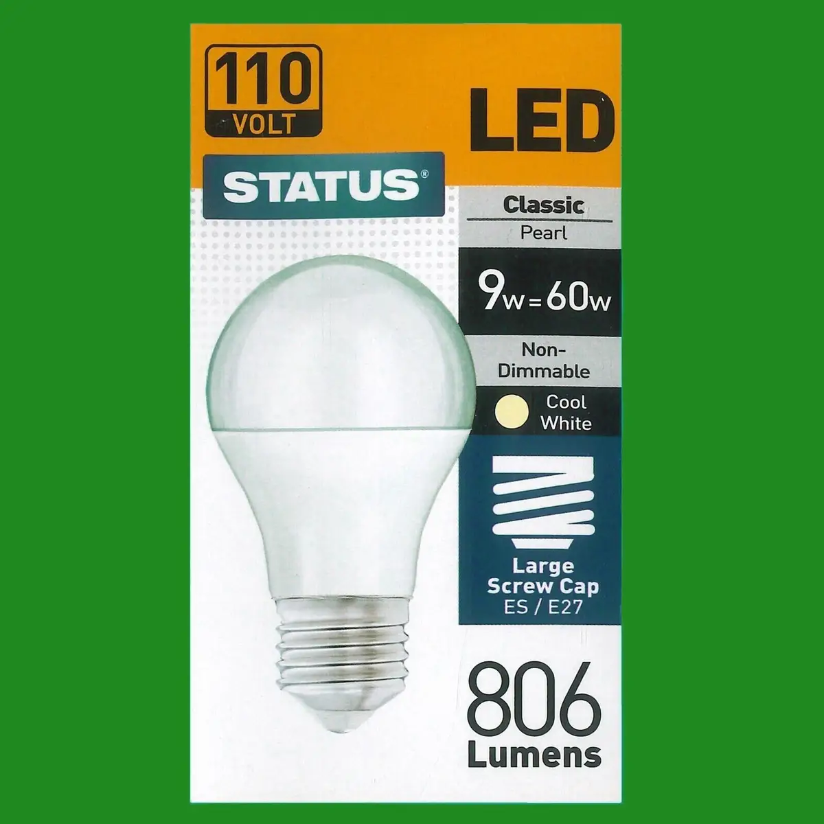 12x 9W (=60W) 110V Pearl LED, A60 GLS Globe, Edison Screw ES E27 Light Bulb Lamp - image 3 | Free standard UK delivery included | Discount Quality Products